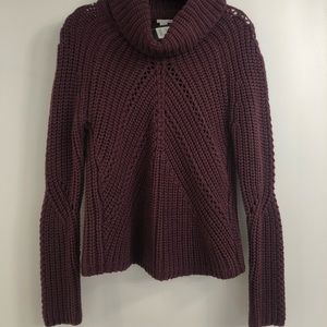 Burgundy Chunky Turtle Neck Sweater